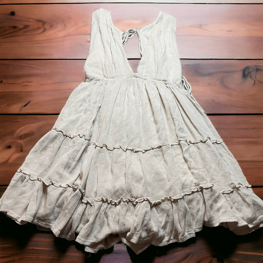 Victoria + Sophia Adjustable Boho Sleeveless Cream Dress M